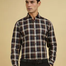 Allen Solly Men Slim Fit Spread Collar Tartan Checked Cotton Formal Shirt-picture-28