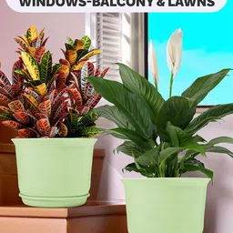 Kuber Industries 10-Pcs Light Green Flower Pot With Plate image 3