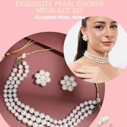 ORANGENYSHA Gold-Plated Pearls Beaded Jewellery Set image 4