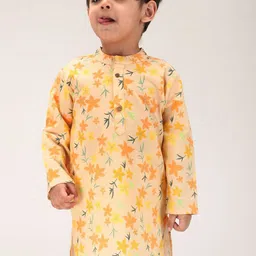 MAMA AND PEACHES Kids Floral Printed Pure Cotton Kurta with Trousers-picture-17