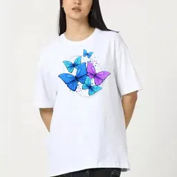 SALUJA FABRICS Women Printed Extended Sleeves T-shirt-image-57