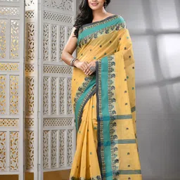 WoodenTant Woven Design Pure Cotton Taant Saree image 1