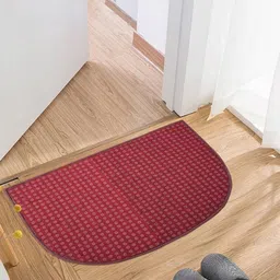 Kuber Industries Maroon & White Dotted Woolen D-Shaped Anti-Skid Door Mat image 2