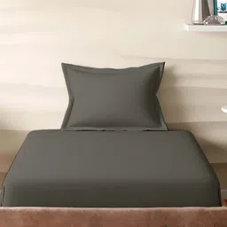 Sleeping Owls Grey Cotton 210 TC Single Bedsheet with 1 Pillow Cover- 60 Inch X 90 Inch-picture-32