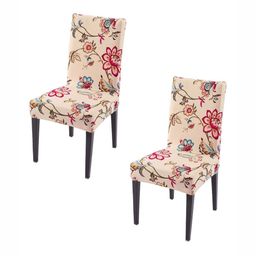 HOKIPO Set Of 2 Beige Printed Chair Covers-picture-38