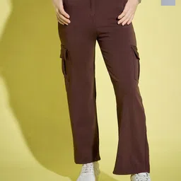 BUY NEW TREND Women Relaxed High-Rise Cargos Trousers-image-53