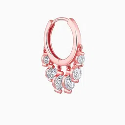 GIVA Rose Gold-Plated Silver Circular Artificial Stones Studded Hoop Earrings image 5
