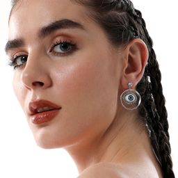 SOHI Silver Plated Artificial Stones Studded Contemporary Studs Earrings-picture-44