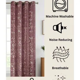 GEET CREATIONS Burgundy & Gold-Toned Ethnic Motifs Room Darkening Window Curtain image 3