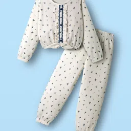 Tiara Girls Printed Round Neck Long Sleeves Top With Trousers-picture-11