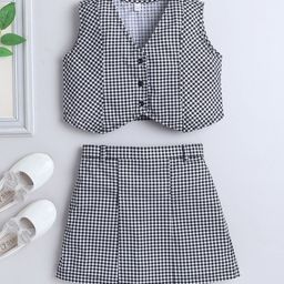 The Magic Wand Girls Checked Pure Cotton Coat With Skirt-picture-16
