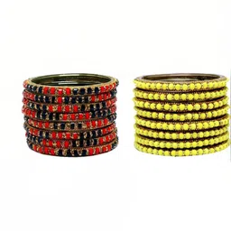 THE BLAZZE Set Of 2 Multi Glass Artificial Stones & Beads Bangle-image-87