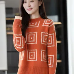 StyleCast Women Geometric Printed Round Neck Long Sleeve Pullover-picture-26