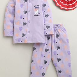 BUMZEE Girls Printed V-Neck Pure Cotton Shirt With Trouser-picture-28