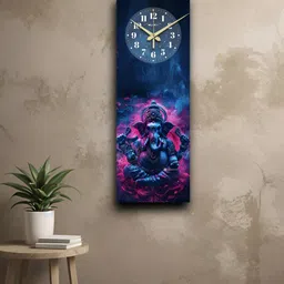 OLIVE TREE Blue & Purple Printed Traditional Wooden Rectangle Analogue Wall Clock-picture-30