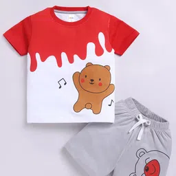 LITTLE NINJA Boys Printed Round Neck Pure Cotton T-Shirt With Shorts image 3