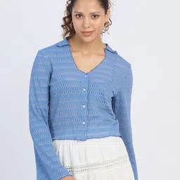 PINACOLADA Women Self Design Shirt Collar Top-picture-29