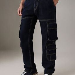 Banana Club Men Teal Trust Blue Baggy Fit Denim Cotton Jeans-picture-45