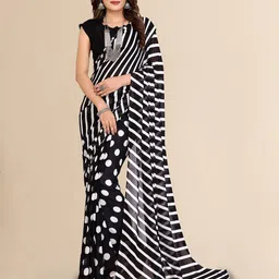 Moda Rapido Striped Printed Saree Unstitched Blouse Piece-image-58