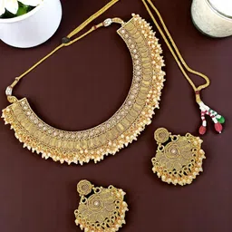FEMMIBELLA Gold- Plated Stones Studded & Beaded Jewellery Set-picture-12