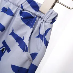 Kookie Kids Knee Length Shorts Shark Print - Grey image 4