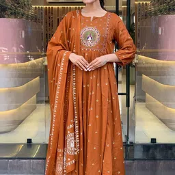 Moda Rapido Women Ethnic Motifs Embroidered Panelled Thread Work Kurta with Trousers & With Dupatta-picture-24