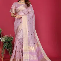 DIVASTRI Ethnic Motifs Embroidered Handloom Saree-image-56