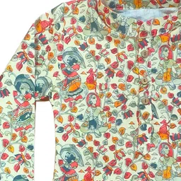 AHC Unisex Kids Floral Printed Regular Pure Cotton Kurta with Pyjamas image 3