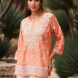 KALINI Women Floral Embroidered Flared Sleeves Thread Work Kurta-image-78