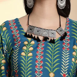 HERE&NOW Women Pack of 3 Ethnic Motifs Printed Pure Crepe Straight Kurta image 5