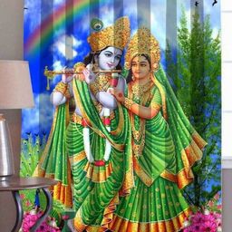 BELLA TRUE Green & Blue Radha Krishna Printed Room Darkening Door Curtain-picture-14