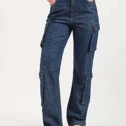 United Colors of Benetton Women Straight Fit High-Rise Pure Cotton Cargos Jeans-image-26