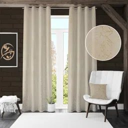 Galaxy Home Decor Cream-Coloured Set of 2 Self Design Room Darkening Door Curtain-image-64