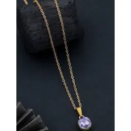 SZN Set Of 2 Gold-Plated Artificial Stones Studded Geometric Pendants With Chains image 3