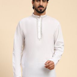 Moda Rapido Floral Yoke Design Thread Work Mandarin Collar Cotton Straight Short Kurta-picture-40