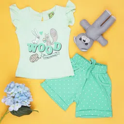 V-Mart Infant Typographic Printed Round Neck T-shirt With Shorts-image-88