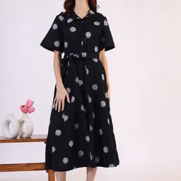 W Women Printed Shirt Midi Dress-image-15