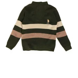 U.S. Polo Assn. Kids Boys Striped High Neck Regular Fit Pullover image 2