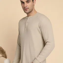 Alan Jones Men Self Design Henley Neck T-shirt image 3