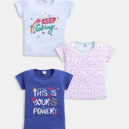 Here&Now X Game Begins Girls Pack Of 3 Typography Printed T-shirts-picture-12