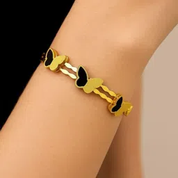 Madwares Women Stainless Steel Enamelled Gold-Plated Cuff Bracelet-picture-37