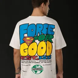 The Souled Store Men Superman Typography Printed Round Neck Pure Cotton Oversized T-shirt-picture-30