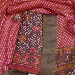 Meena Bazaar Geometric Woven Design Art Silk Unstitched Dress Material image 1