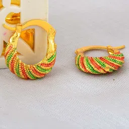 MEMOIR 24KT Gold Plated Contemporary Hoop Earrings-image-24