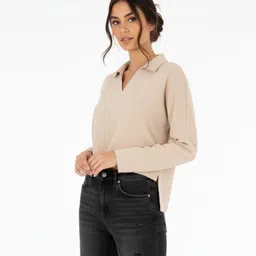 glitchez Relaxed High-Low Hem Shirt Style Top-picture-11