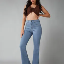 DOLCE CRUDO Women Bootcut High-Rise Stretchable Jeans image 3