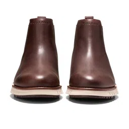 Cole Haan Men Leather Block Heel Slip-On Round Toe Boots image 2