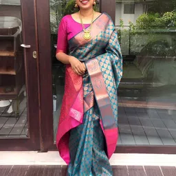 BerMondsey Woven Design Zari Silk Blend Banarasi Saree-picture-37