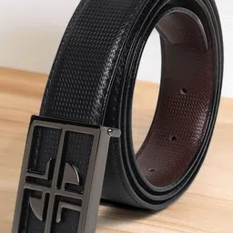 Roadster Men Black & Brown Textured PU Reversible Belt-picture-37