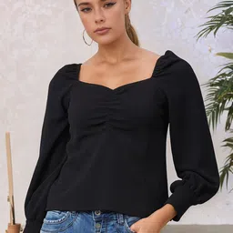ZYNG Sweetheart Neck Crepe Top-picture-34